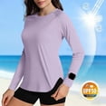 thumbnail image 2 of Dresfit Sun Shirts Women Long Sleeve Quick Dry Rash Guard Summer 2026 Crew Neck Upf 50+ Lightweight Gym Tops Side Split Breathable Solid Shirts S, 2 of 5