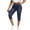 Blue, variant on CYRBOKO Women's Capri Pants, Casual Stretchy Elastic Waist Slim Fit Summer Capris Non-denim Navy Size L