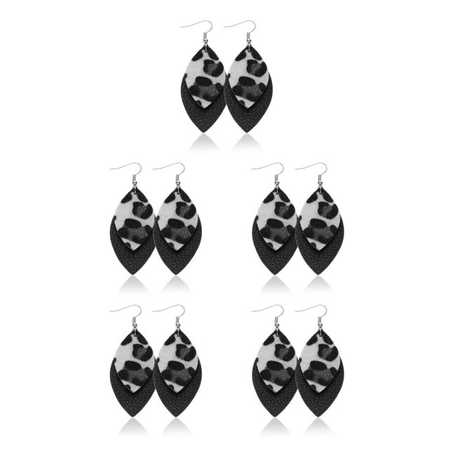 Pendientes Colgantes Jumpingount con estampado de leopardo para niñas de cuero Gotas Tipo 5 NO5
