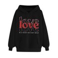thumbnail image 5 of Pimelu Valentine Sweater for Women Womens Valentines Day Hooded Sweatshirts Oversized Pocket Drawstring Pullover Hoodies Tops Trendy Love Letter Print Sweatshirts, 5 of 7