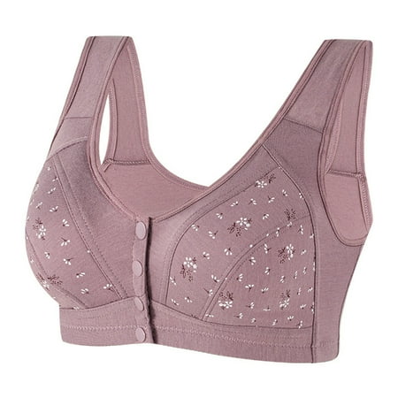 DondPO Bras for Women Women s Printed Front Button Underwear Women s Cotton Vest Middle and Elderly Bras Large Size Women s Bra No Wire Bras for Women Wireless Bras for Women Purple 36 Clearance