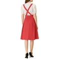 thumbnail image 3 of Unique Bargains Jupe Midi Plissée à Bretelles Rétro à Taille Élastique pour Femme Rouge m, 3 of 6