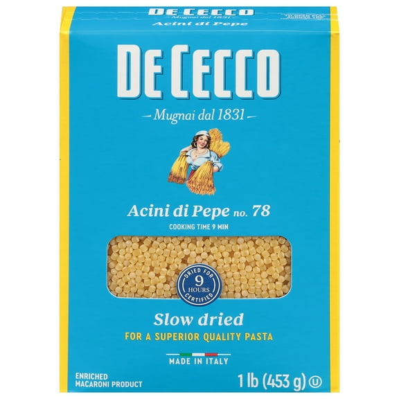 De Cecco Acini Di Pepe No. 78 Pasta, 16 oz – Contains Wheat, Free from Dairy, Eggs, and Nuts