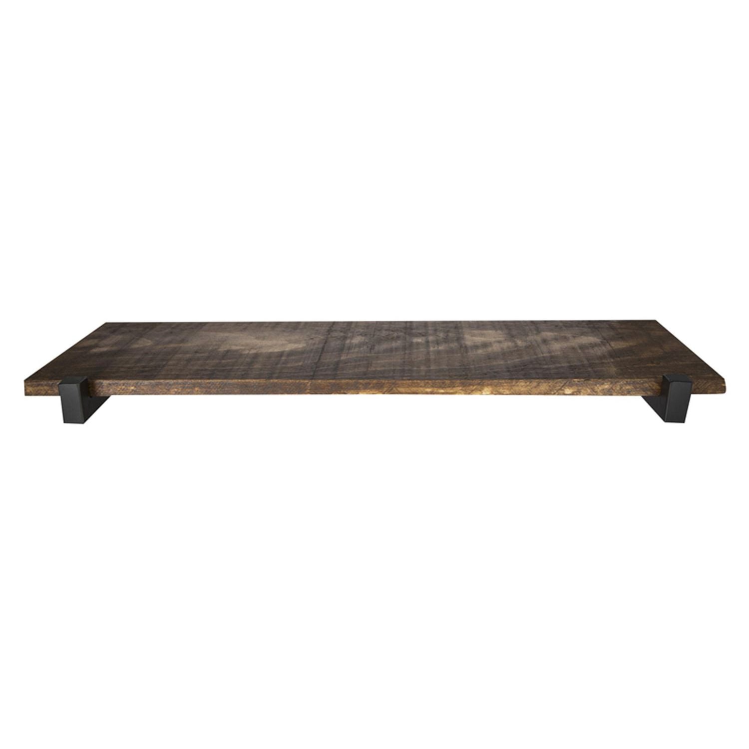 hometrends Rustic Shelf with Metal Brackets, 25 inch shelf with brackets