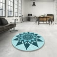 thumbnail image 3 of Ahgly Company Indoor Round Patterned Dark Cyan Green Area Rugs, 6' Round, 3 of 6