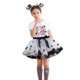 thumbnail image 3 of TOOYOU Girls Skirts Cow Polka Dot Printed Mesh Tutu Skirt Festival Party Dance Performance Skirt Ballet Skirt With Headband Sweet Girl Basic Short Skirt Size 6-8 Years White, 3 of 7