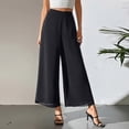 thumbnail image 2 of Lumtrix Women's Capris Wide Leg Chiffon Pants Summer Beach Vacation Culottes Casual Dress Palazzo Pants with Pockets Black L, 2 of 6