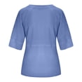 thumbnail image 4 of Blusa de manga media con cuello redondo lisa y casual para mujer: top de poliéster transpirable para el día a día o el trabajo, ligero y resistente a las arrugas, 4 of 5