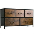 thumbnail image 7 of 5-Drawer Dresser,21''H x 40''L x 12''W Tall Fabric Dresser, Storage Organizer Unit With Wide Chest Bins for Closet, Living Room, Sutdy，Entryway，Hallway, Nursery（Tiger Grain）, 7 of 7