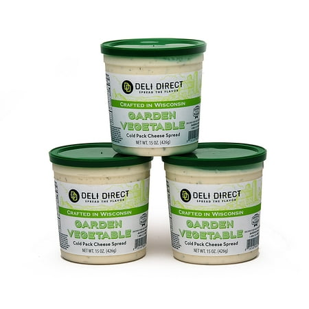 Deli Direct Wisconsin Garden Vegetable Cheese Spread (3 Pack 15oz each) 45 oz Total