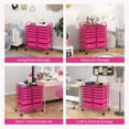 thumbnail image 5 of Costway 12-Drawer Rolling Storage Cart with 2 Sizes Plastic Drawers Hot Pink, 5 of 10