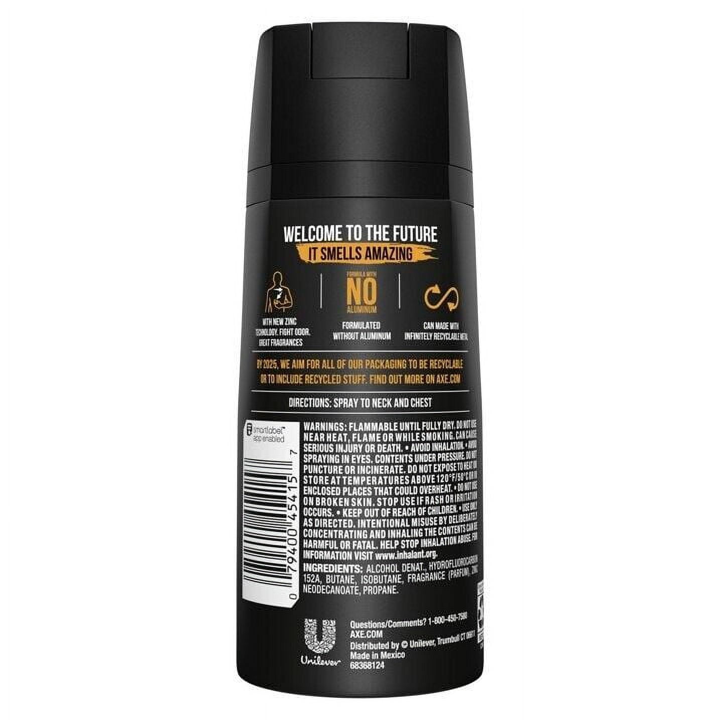 Axe Gold Citron Deodorant Natural Body Spray Cool Citrus White Woods - 4 oz 6pk