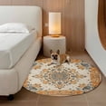 thumbnail image 3 of 3.3ft Round Rug Burnt Orange Boho Area Rugs for Living Room Bedroom Washable Non Slip Circle Rug Low Pile Southwestern Ethnic Geometric Indoor Floor Carpet for Kitchen Entryway Office Dining Room, 3 of 9