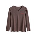 thumbnail image 5 of Women's Plus Size thermal Underwear Top Fleece Lined V Neck Long Sleeve Warm Base Layer Shirt Soft Comfy Cold Weather Top for Loungewear Daily Wear Coffee, 5 of 6
