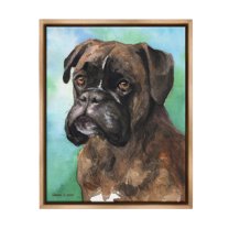 Stupell Industries Boxer Dog Portrait Animals & Insects Painting Brown Floater Framed Canvas Art Print Wall Art, 17 x 21