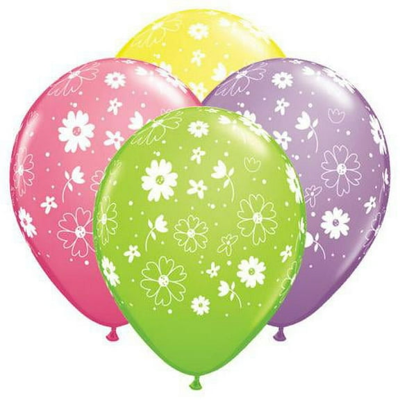 LOONBALLOON Flowers Balloons, 11″ DAISIES & DOTS-A-ROUND