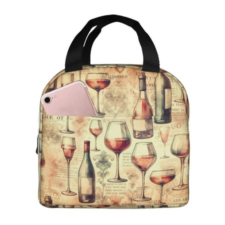 Insulated Lunch Bag for Women Men - Wine Leakproof Cooler Lunch Box for Women Men  Lunch Tote Bags for Work School Picnic Travel