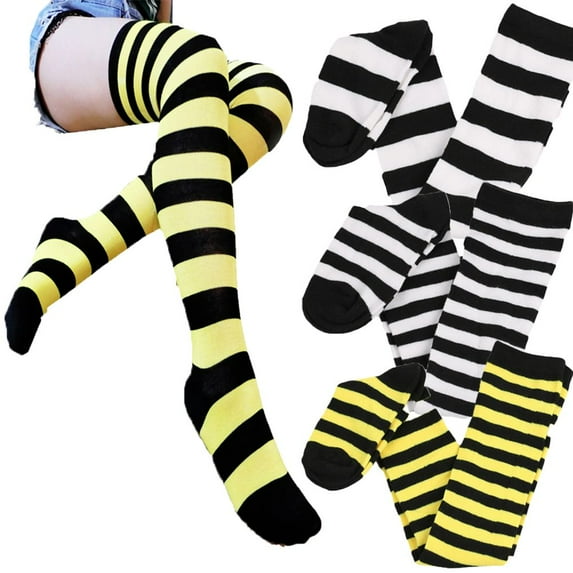 SPRING PARK Socks Over The Knee Striped Thigh High Costume Accessories Stockings for Women and Kids for Christmas