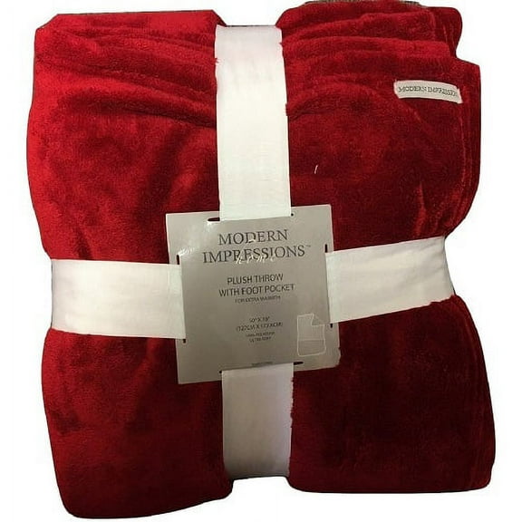 Modern Impression Home Plush Throw w Foot Pocket RED