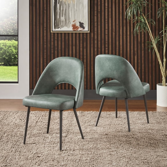 Weston Home Kolten Upholstered Dining Chairs, Set of 2, Teal PU Leather
