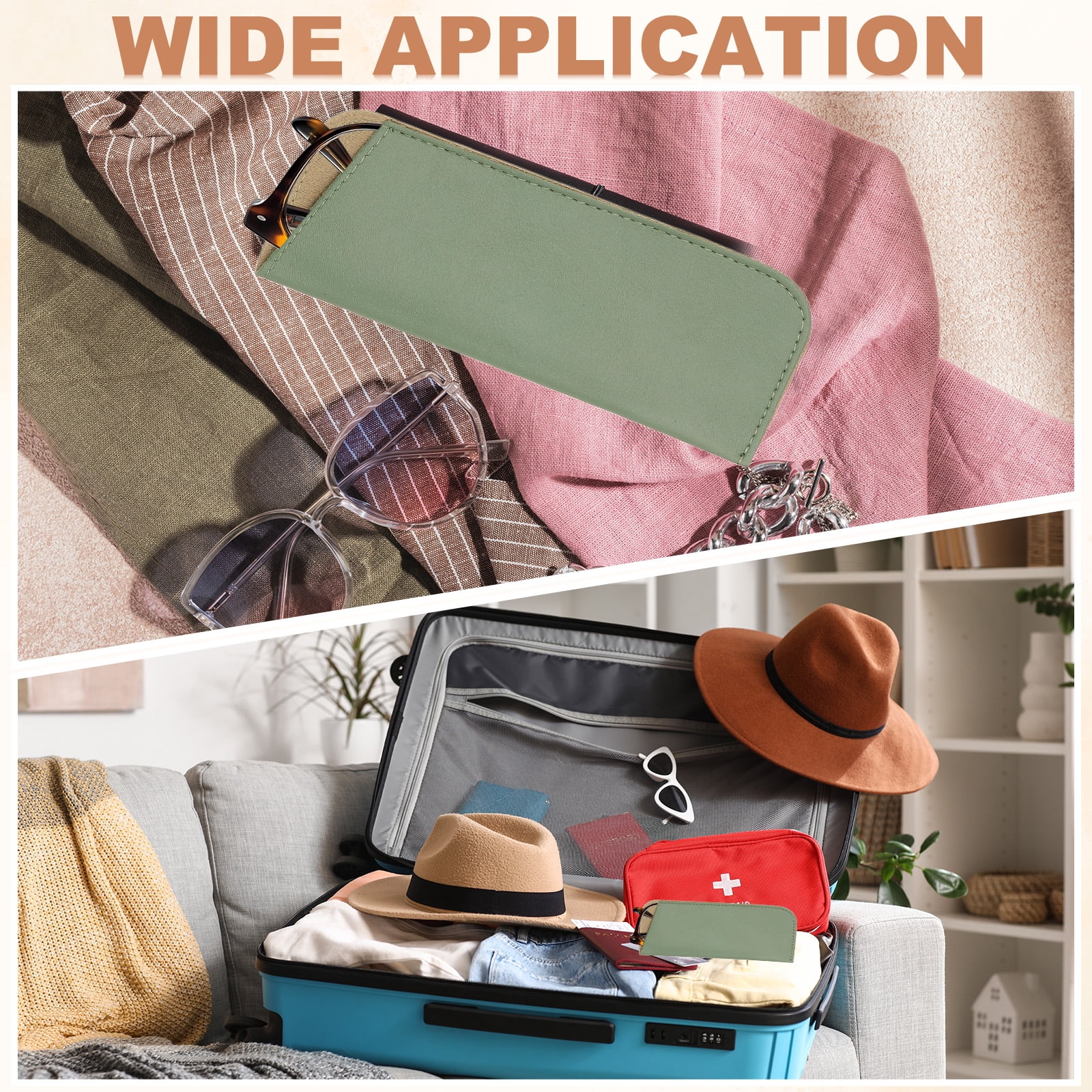 Unique Bargains Soft Eyeglass Cases Leather Sunglass Pouch for Women Men Green