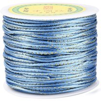 1 Roll Metallic Stain Beads String Cords Nylon Mouse Tail Cord Light Sky Blue 1.5mm about 100yards/roll