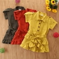thumbnail image 4 of YTDSCS Baby Toddler Girls Summer Dress Short Sleeve Solid Colour Shirt Dresses Casual Cute Sundress Kids Dress Clothes 1-6T, 4 of 9