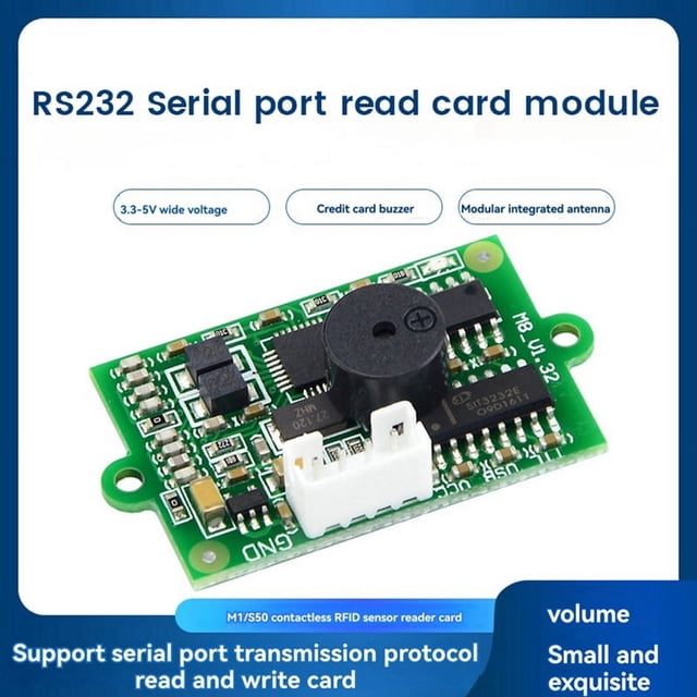 RS232 RFID Reader Module IC Card Reader 13.56Mhz Contactless Smart Card Reader 14443A Protocol Support Window System,1 x Contactless 14443A protocol IC card issuer,Green