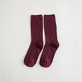 thumbnail image 2 of SOFTCCLO Womens Socks Solid Cotton Double Needle Crew Socks Soft Casual Crew Socks for Women Brick Red One Size, 2 of 4