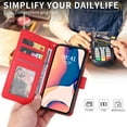 thumbnail image 6 of SaniMore for iPhone 14 Pro 6.1" PU Leather Case, Magnetic Closure Flip Wallet Cover with Wrist Strap Card Slot & Multi-Angle Kickstand All-Inclusive Protective Shell, Red, 6 of 9