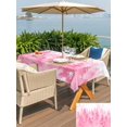 thumbnail image 4 of Outdoor Tablecloth with Umbrella Hole and Zipper, Pink Christmas Rectangle Table Cloth 60x84 Inch Waterproof Tablecloth, Winter Snowflake Abstract Forest Tree Picnic Table Cover for Patio Camping, 4 of 7