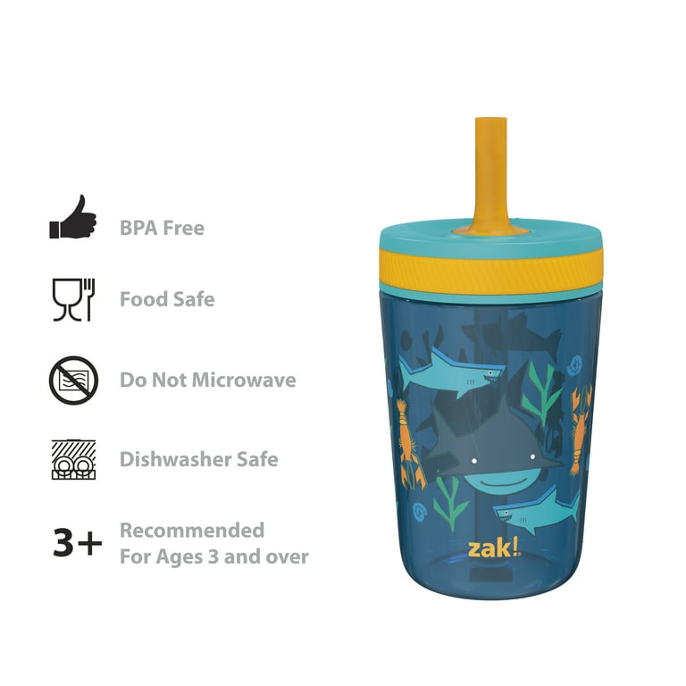 Zak Designs Kelso Tumbler Set 15 oz, ( Unicorn ) Non-BPA Leak-Proof Screw-On Lid with Straw Made of Durable Plastic and Silicone, Perfect Baby Cup