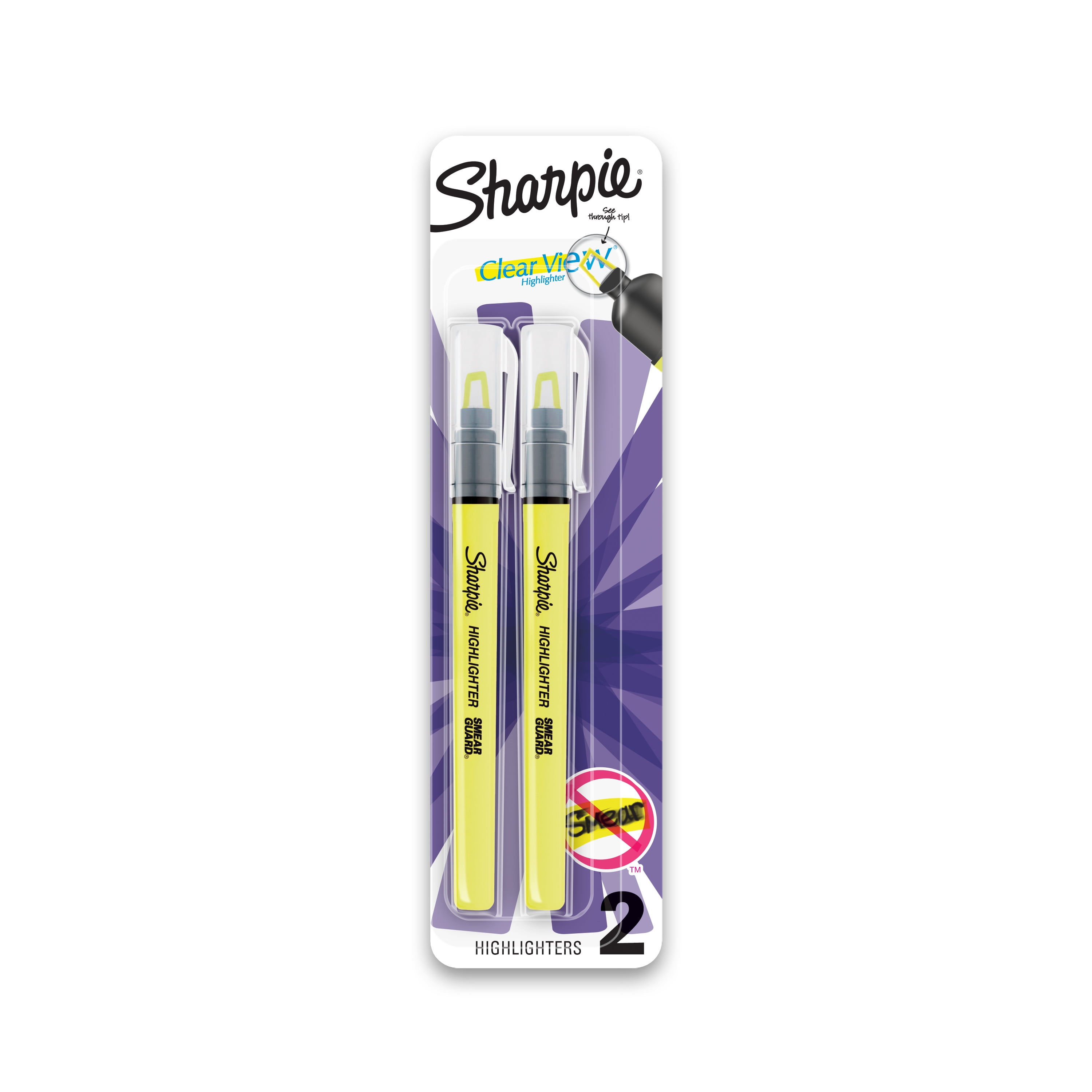 SHARPIE Clear View Highlighter Stick, Yellow, 4/Pack (1950746)