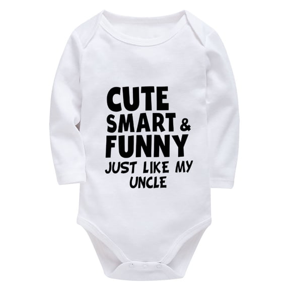 Cute Smart Funny Just Like My Uncle Outfit for Newborn Girl Long Sleeve Girls Onesie White Baby Girl Body Suits 3-6 Months