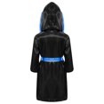 thumbnail image 2 of Yeahdor Enfants Garçons Robe de Boxe Art Martial Muay Thaï Uniforme Manches Longues Coup de Pied Boxe Robe à Capuche Ensembles Noir&Bleu D 8, 2 of 5