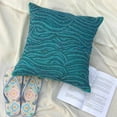 thumbnail image 3 of The HomeCentric Pillow Cover, Pack of 2, 22x22 inch (55x55 cm Blue Decorative Pillow Cover, Beaded Ombre Sea Waves Ocean Beach Theme Pillow Cover, Art Silk Square Throw Pillow Cover - Sea Windsor, 3 of 14