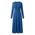 thumbnail image 7 of Hduncf Lightweight Sweater Dress Fall Dresses Midi Dress Luxury Outfits for Women Round Neck Solid Color Casual Long Sleeved Dresses Blue XL, 7 of 7