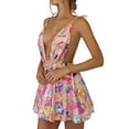 thumbnail image 4 of DHFJKG Womens Sparkly Sequins Dresses Sexy Deep V Neck Backless Floral Adjustable Spaghetti Strap Mini Dress Night Party Wear Stylish Dresses, 4 of 7