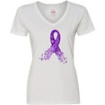 thumbnail image 3 of Inktastic Alzheimer's Awareness Purple Ribbon made of Heart Women's V-Neck T-Shirt, 3 of 5