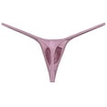 thumbnail image 2 of Botmois Mens Minimum Coverage T-back Pouch Enhancing Thong Shiny Bikini Bulge Pouch Underwear Light Brown M, 2 of 3
