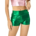 thumbnail image 2 of Lejafay Women's Metallic Shiny Rave Booty Shorts High Waisted Bottoms Hot Shorts Green L, 2 of 7