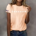 thumbnail image 2 of Women's Freedom Print Casual T-Shirt, Comfortable and Breathable Shirt for Famale, Beige, XXXL, 2 of 4