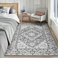 thumbnail image 5 of Reepow 5x7 Washable Vintage Boho Soft Non-Slip Low Pile Area Rug for Living Room Office Dining Room,Floral Grey, 5 of 8