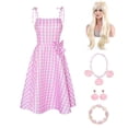 thumbnail image 2 of Disfraz de Barbie, vestido rosa a cuadros, disfraces de Halloween, disfraces de fiesta de Carnaval para adultos y niños, 2 of 4