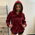 thumbnail image 6 of TEAJOPSUU Women's Ruffle Hem Hoodies Long Sleeve Bow Drawstring Hooded Sweatshirts Casual Pullover Fall Sweatshirts Burgundy, 6 of 6