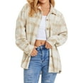 thumbnail image 2 of Fantaslook Womens Plaid Shirts Flannel Shacket Jacket Long Sleeve Button Down Shirts Blouses Tops, 2 of 9