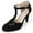 Black Vegan Suede, variant on Pepper Mary Janes - Adorable Cutout Low Nude Heel Retro Unique Strap Pumps for Women