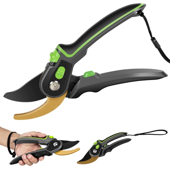 Professional Heavy Duty Pruning Shears - SK5 Steel Gardening Scissors & Handheld Garden Clippers for 1 Inch Branch, Rose Shrub & Tree Trimming