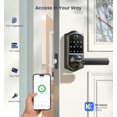 thumbnail image 3 of Veise Fingerprint Keyless Entry Smart Lever Lock, App Control Electronic Touchscreen Keypad, IP55 Weatherproof, Aluminum Metal Matte Black, 3 of 9