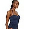 thumbnail image 3 of Anne Cole Womens Solid Twist Front Shirred Bandeau Tankini Top Navy Blue XL, 3 of 4